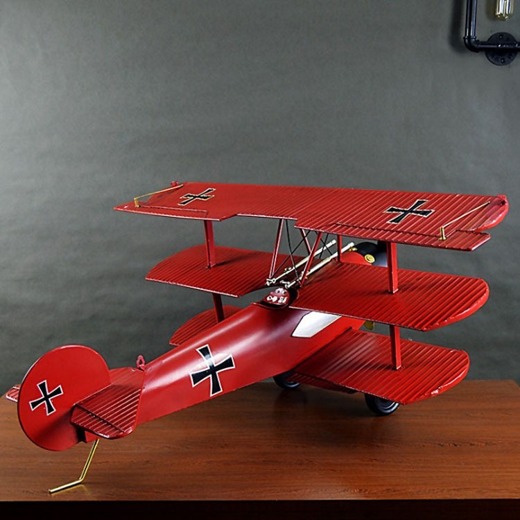 Vintage Iron Art Red Baron Triplane Model Large WWIIAircraft Pendant Ornaments Home Furnishings
