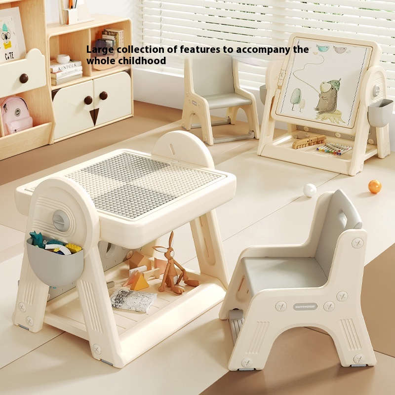 Children's Multifunctional R-shaped Building Block Table Baby Early Education Game Table Boy Girl Multifunctional Drawing Board Educational Toys
