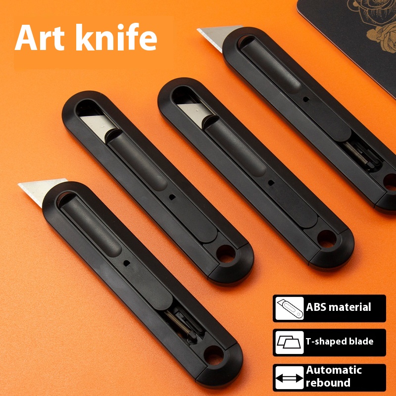 Automatic Rebound Utility Knife Spring-type Telescopic Heavy-duty Utility Knife Large Unpacking And Express Wallpaper Knife Trapezoidal Knife
