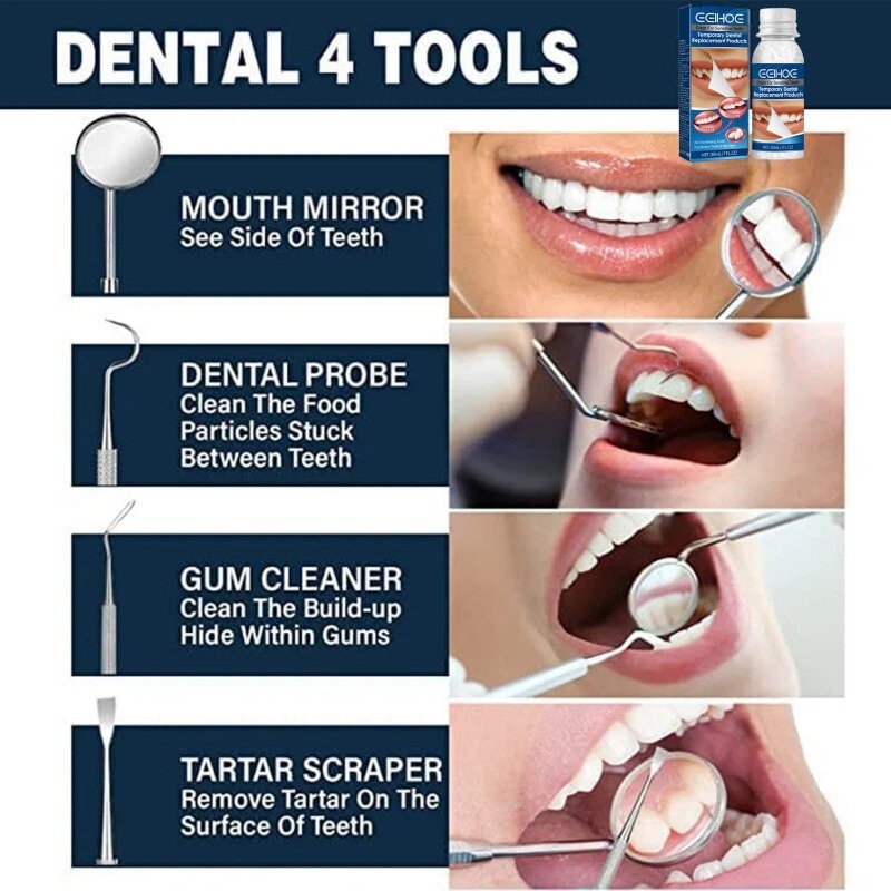 EELHOETooth Repair Kit Filling Gum Tooth Hole Filling Temporary Repair Particles Plastic Gum Kit