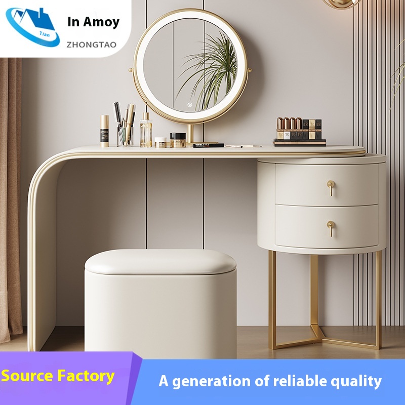 Light Luxury Dressing Table Bedroom Simple Modern Makeup Mirror Integrated Makeup Table Storage Cabinet Girls Master Bedroom Dressing Table