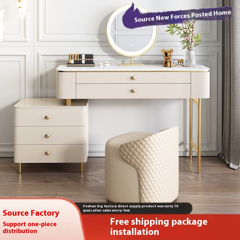 Dressing Table French Light Luxury High-end Bedroom Modern Simple Rock Slab Dressing Table Small Apartment Storage Cabinet Integrated Table