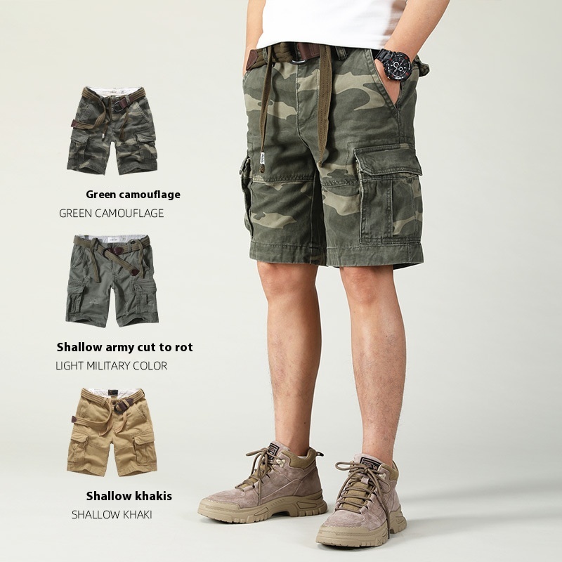 24 Summer Casual Shorts Cotton Loose Camouflage Overalls Men's Youth Straight Men's Pants S