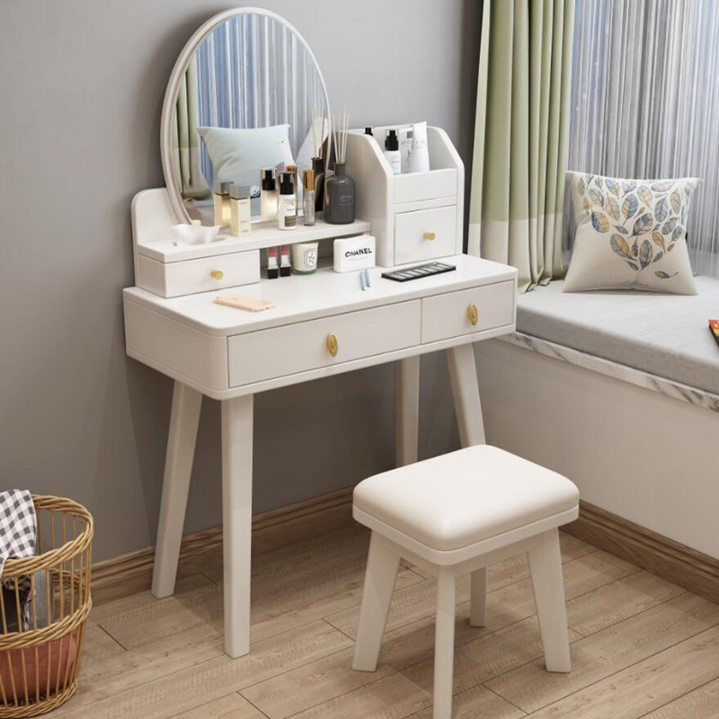 American Solid Wood Dressing Table Modern Simple Light Luxury Storage Cabinet Small Bedroom With Smart Light80 CMDressing Table