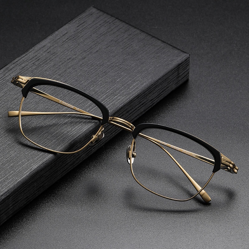Style Gold Large Face Pure Titanium Glasses Frame KJ-26 Men's Myopia Glasses Sven Plate Eyebrow Frame Glasses