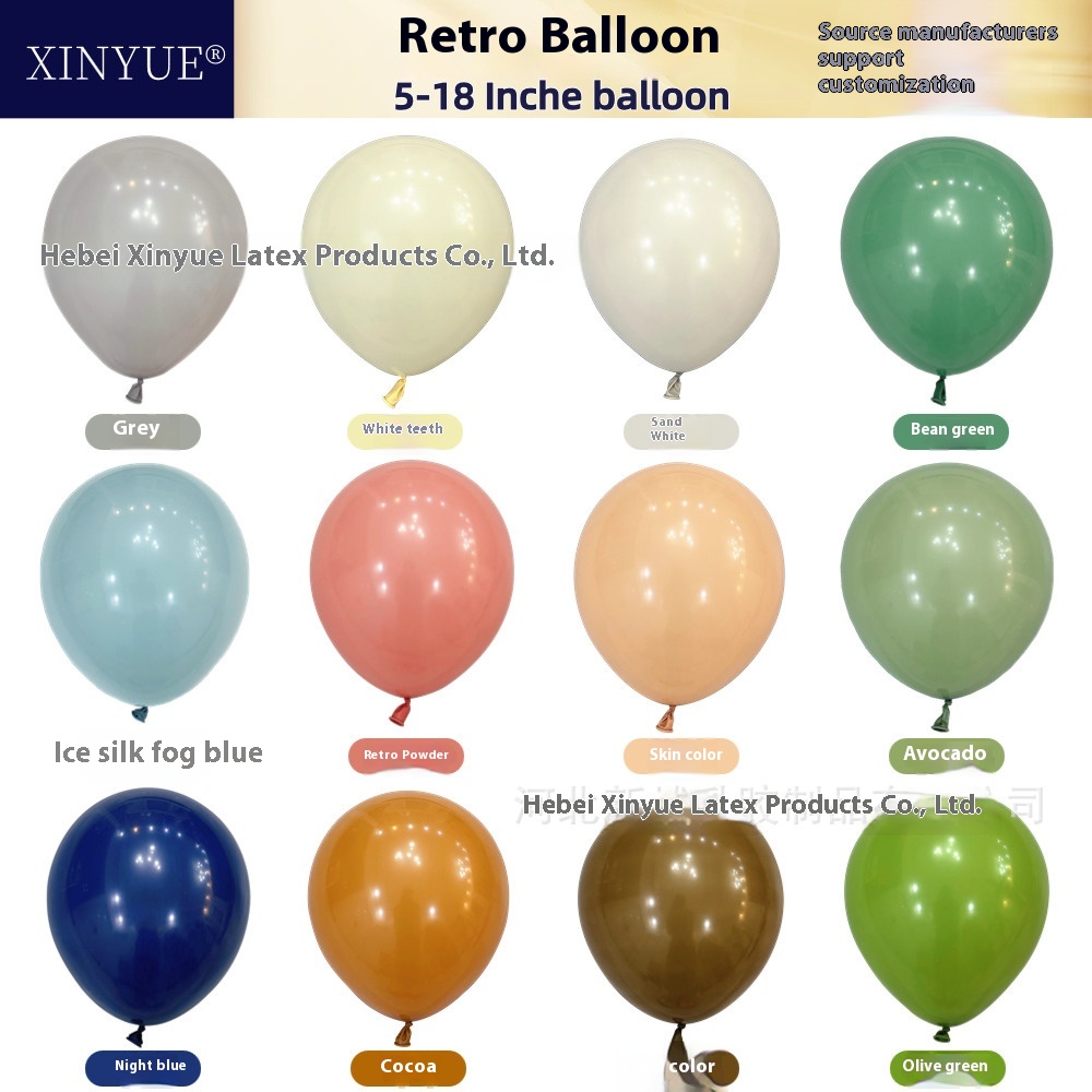 Retro Balloon Morandi Color Avocado Green Retro Pink Round Latex Balloon Birthday Party Layout Decoration