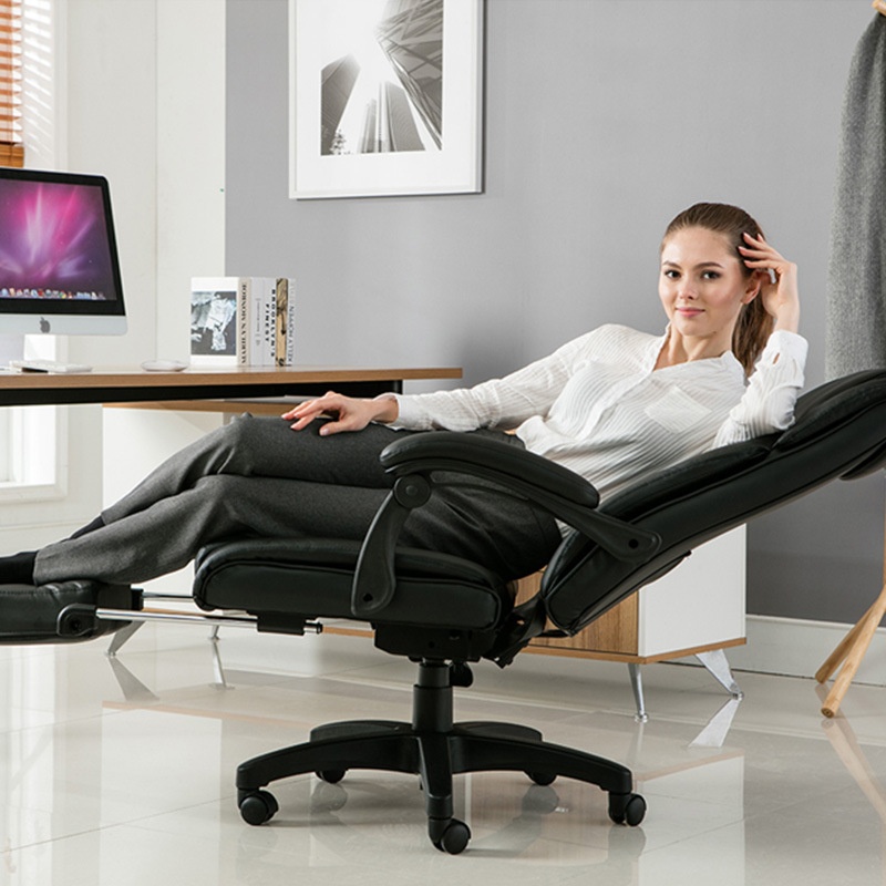 Massage Chair Reclining Chair Home Office Chair Lunch Break Chair Black Leather Massage Computer Chair Employee Chair170 Degrees