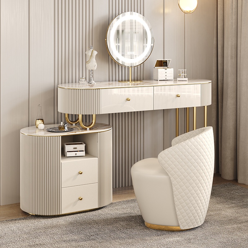 Light Luxury Rock Slab Dressing Table Modern Simple Minimalist Small Apartment Storage Cabinet Desk Integrated Bedroom Net Celebrity Dressing Table