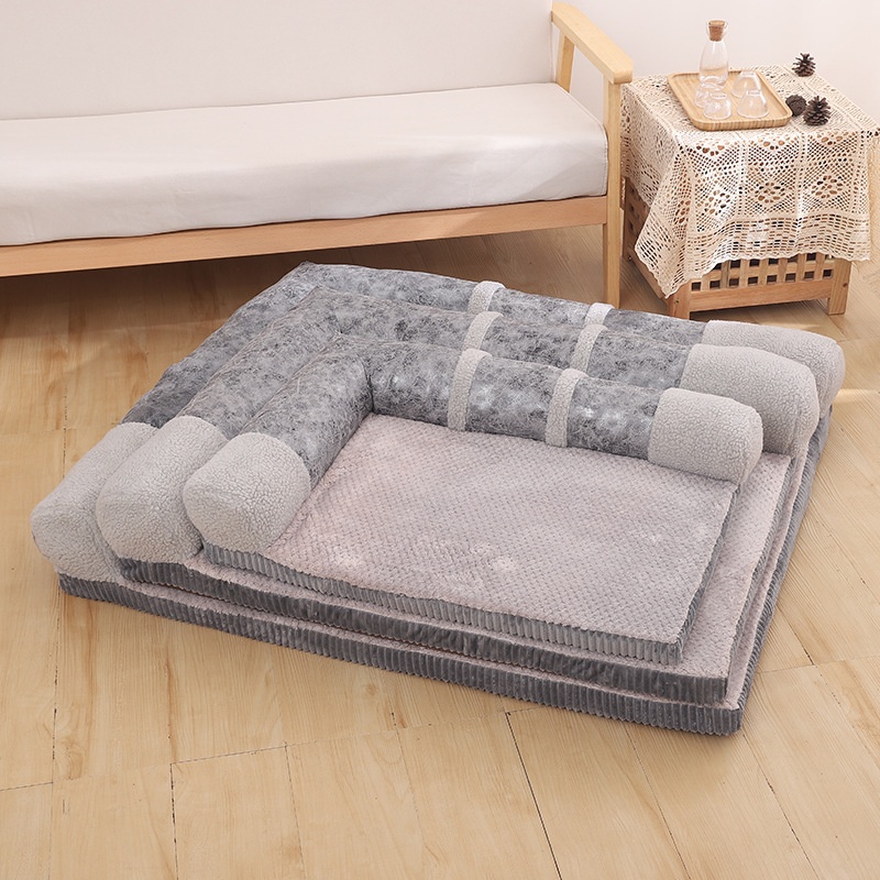 SDog Kennel Winter Warm Medium And Large Removable Washable Dog Sofa Dog Mat Cat Mat Golden Retriever Pet Dog Bed
