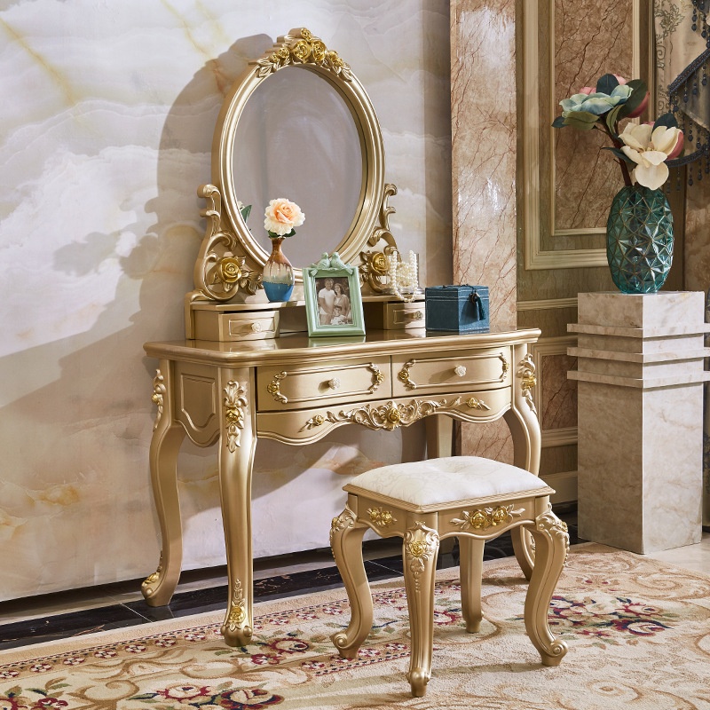 Dressing Table Makeup Cabinet Bedroom Modern Simple Light Luxury European Style Champagne Tycoon Gold Makeup Table