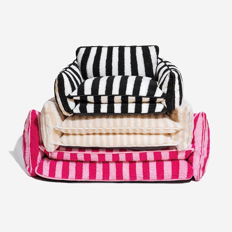 Dog House Pet Bed Fully Removable And Washable Creative Striped Lamb Plush Winter Warm Cat House Pet Sofa Bed Dog Bed