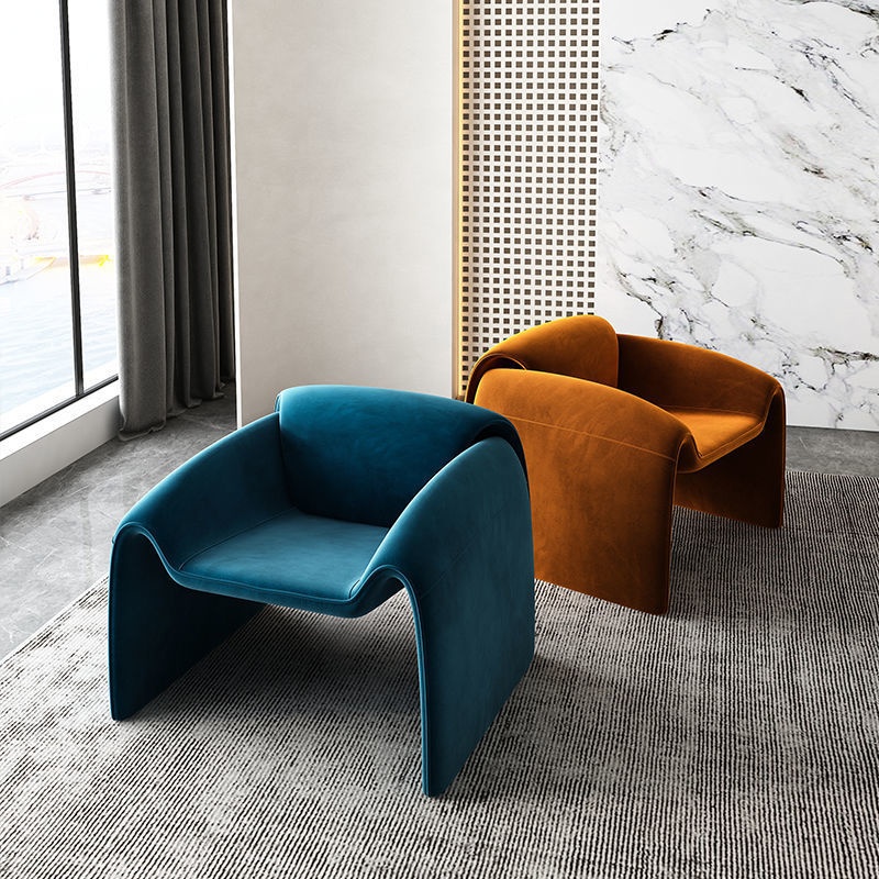 Postmodern Minimalist Sofa Designer Crab Villa Reception Chair Italian Single Leisure Light Luxury Lambskin Balcony