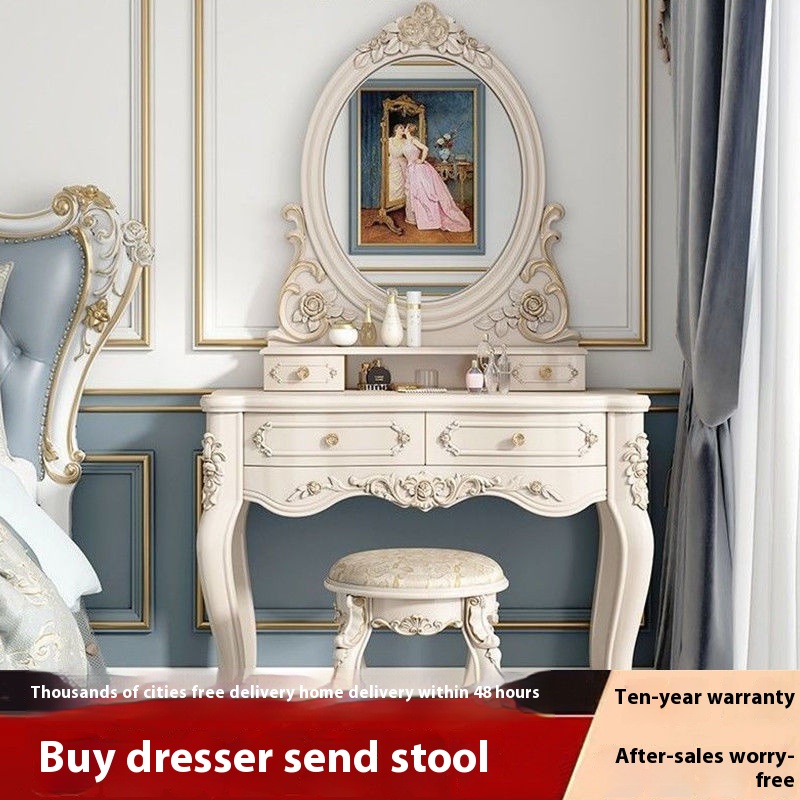 European Style Dressing Table Bedroom Small Apartment Dressing Table Multifunctional Modern Simple Dressing Table Luxury Princess Makeup