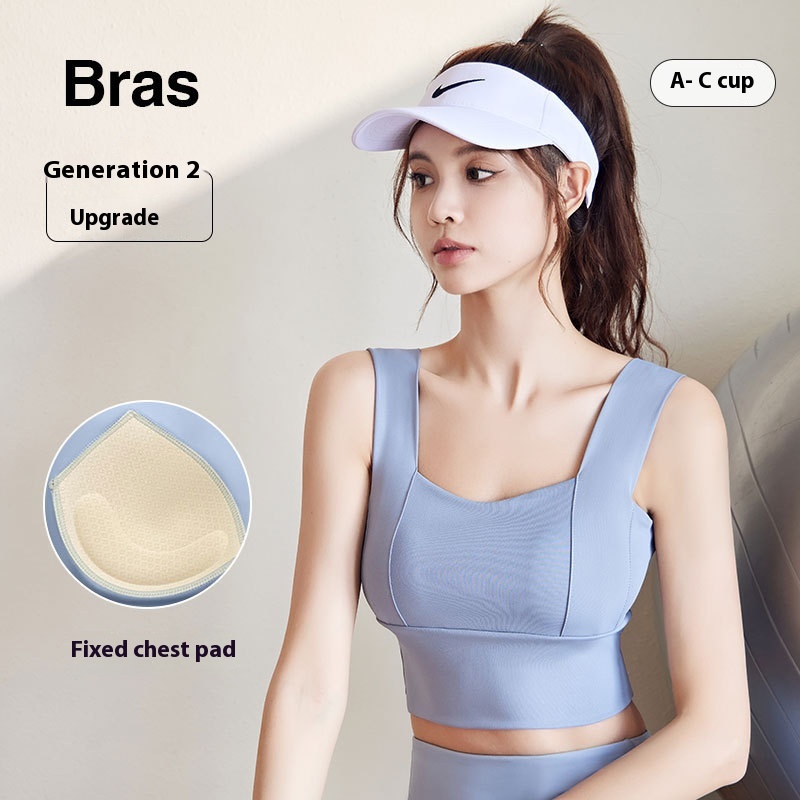 Juyitang Nude Seamless Shockproof Wide Shoulder Strap Running Fitness Yoga Sports Bra