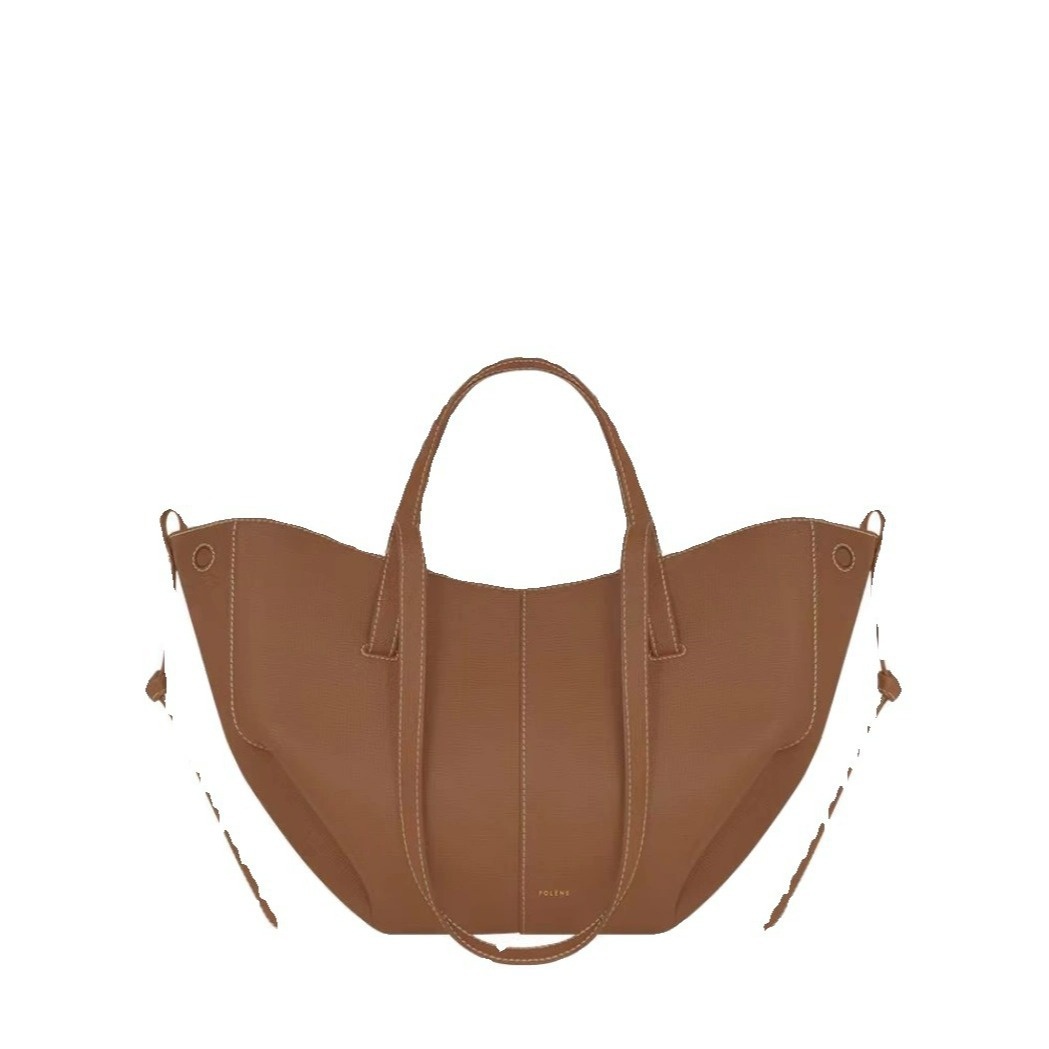 French Polene Women's Bag Cowhide Large Capacity Tote Bag Pleated Poleno Hand-held Shoulder Bag