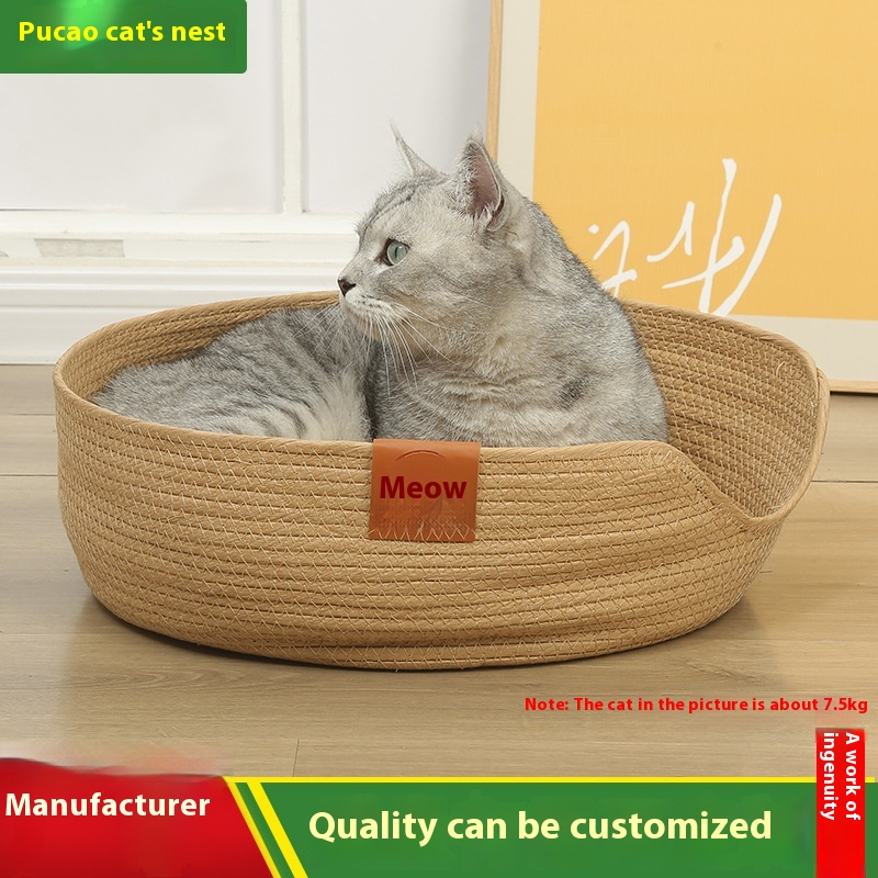 []Japanese Cat Bed Plush Pet Bed Round Pet Bed Pad Deep Sleep Warm Dog Bed
