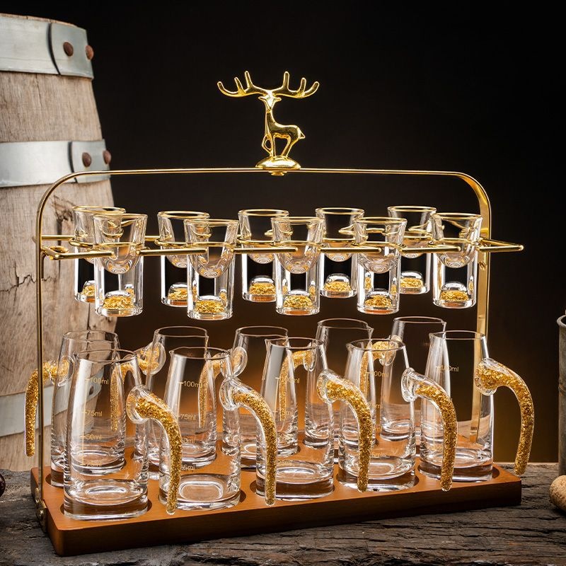 SOf White Wine Cup Set Household White Wine Two Liang Wine Dispenser One Cup Deer Head Cup Holder High-end Wine Set