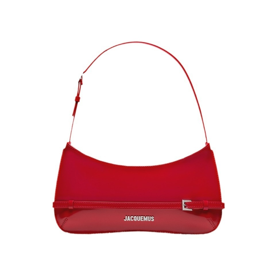 French Genuine Leather Niche Patent Leather Shiny Retro Baguette High-end Shoulder Bag