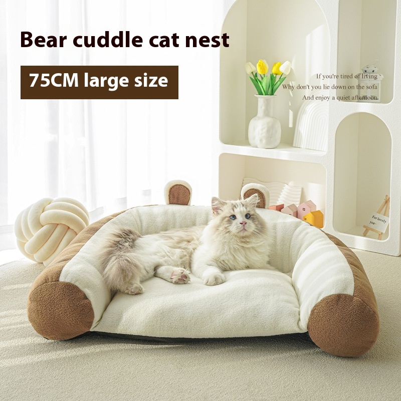 Pet Bear Hug Sofa Backrest Cat Bed Winter Warm Super Thick Cat Bed Deep Sleep High Value