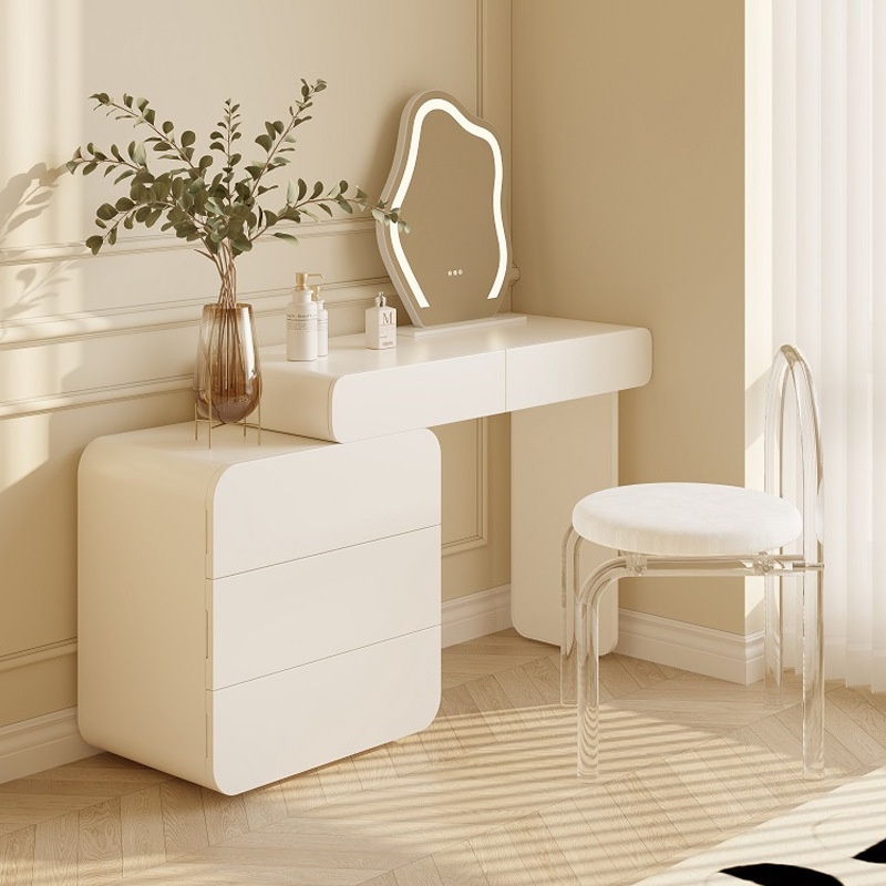 Modern Simple Dressing Table Drawers Small Apartment Cream Style Bedroom Dressing Table Home Solid Wood Dressing Cabinet