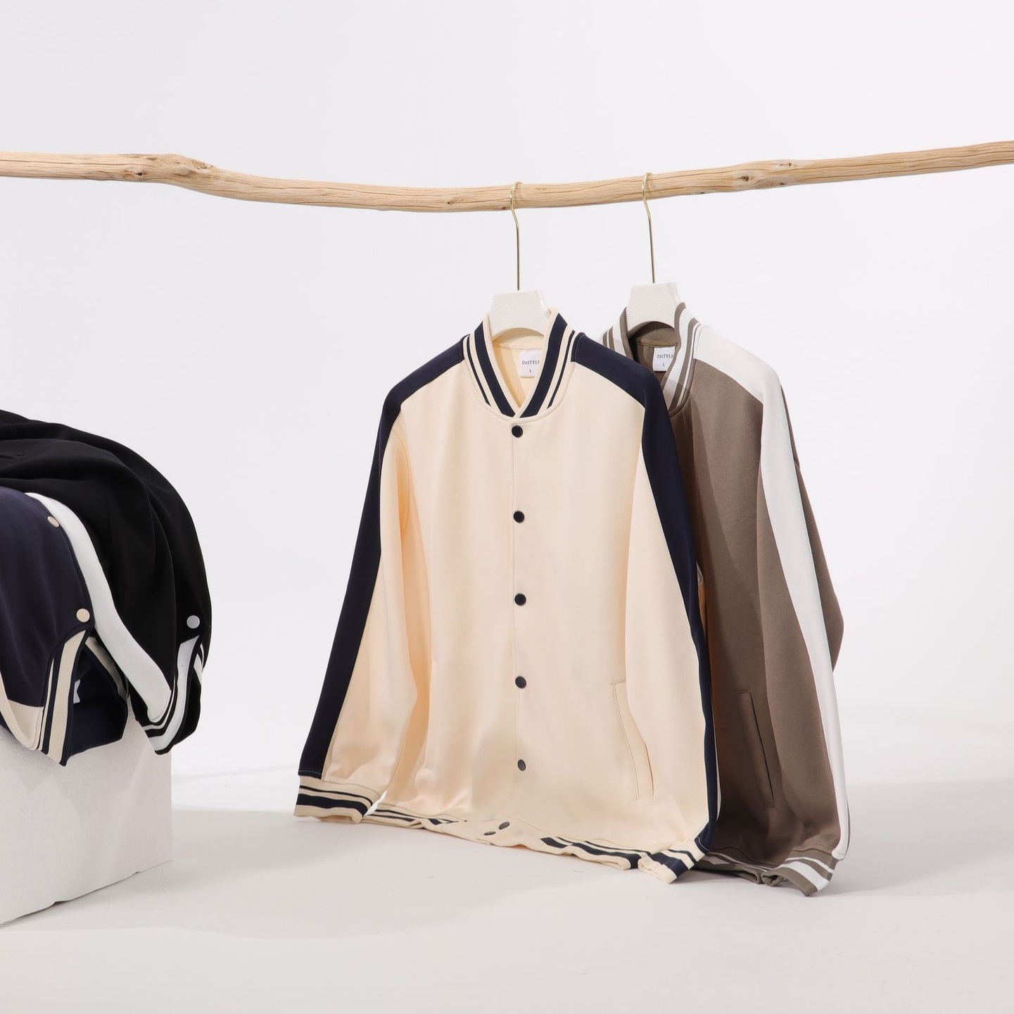 Japanese380g Combed Cotton Cardigan Sweater Baseball Jacket Couple Spring And Autumn Men And Women Jacket Outdoor Color Matching Tops