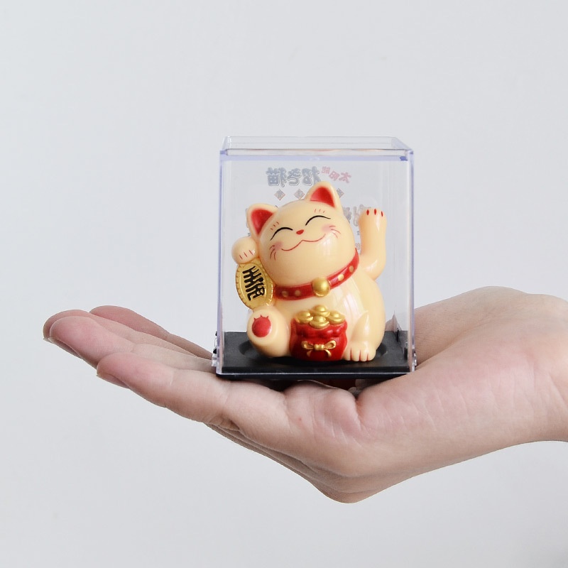 Solar Mini Fortune Cat Small Ornaments Shaking Hands Cute Desktop Car Opening Gift Ornaments MLY23065