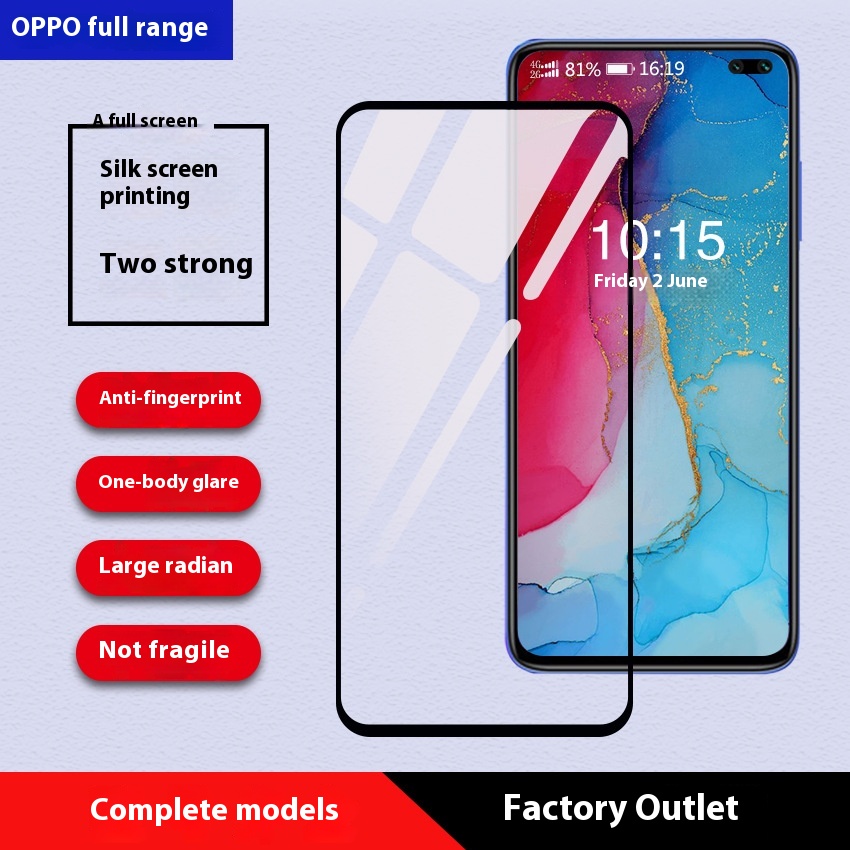 Applicable To OPPOMobile Phone Film Reno8 PROTempered Film A93 Real Me10 A95 K11 A11 XSilk Screen Second Strong Full Screen