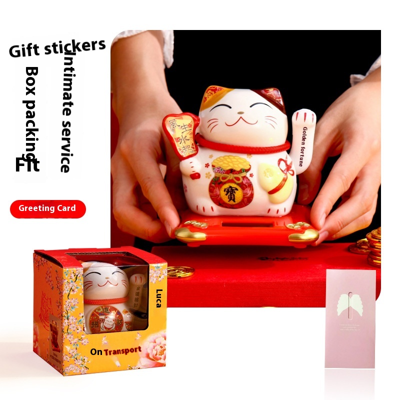 Solar Lucky Cat Shaking Hand Creative Cute Office Desktop Small Car Ornaments Supplies Gifts Home Accessories
