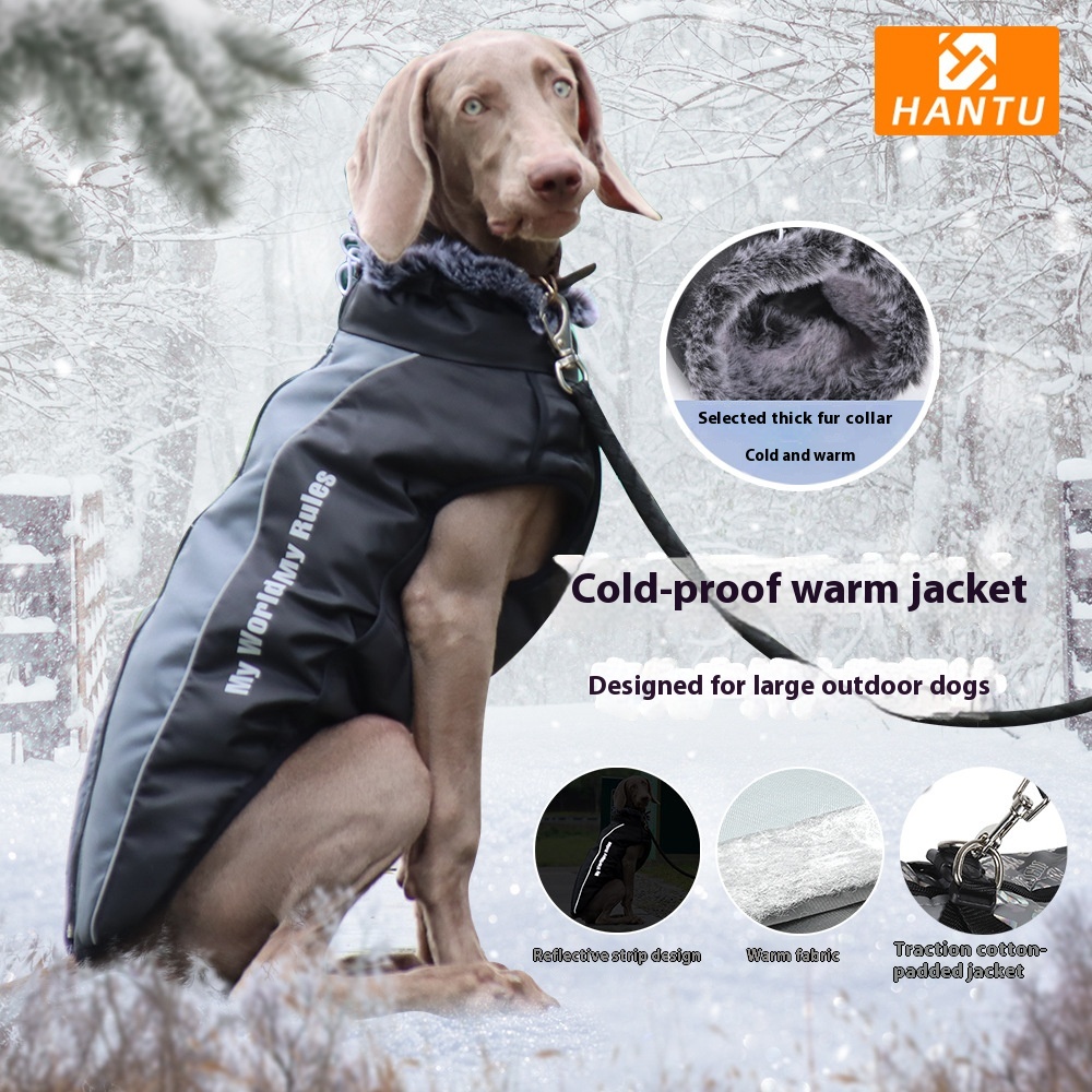 Pet Clothes Reflective Warm Dog Cotton Coat Fur Collar Dog Jacket Large Dog Clothes Pet Clothing