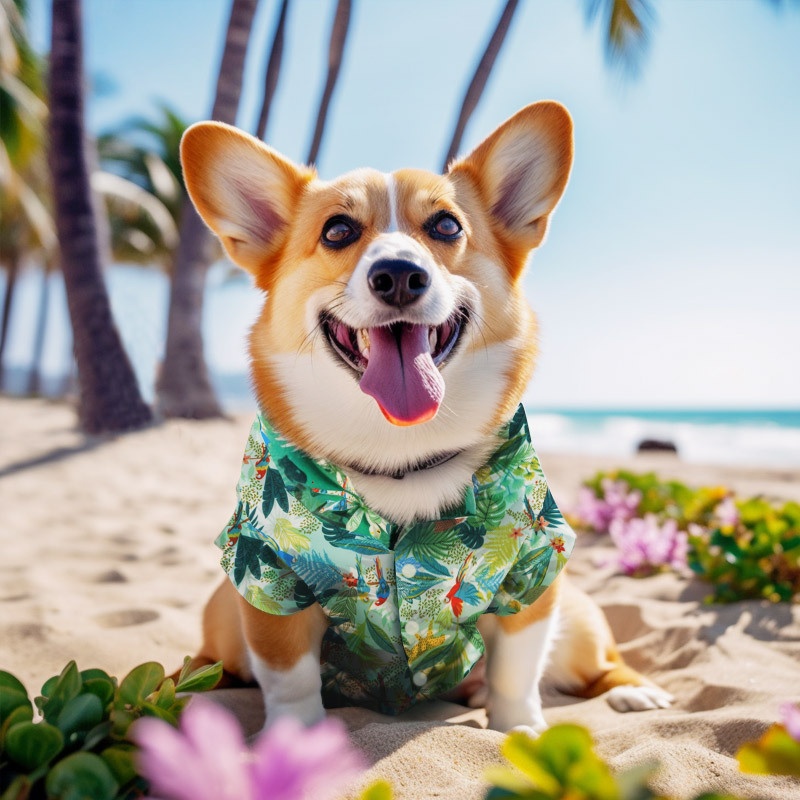 Inno Pet Corgi Shirt Thin Summer Hawaii Beach Small Dog