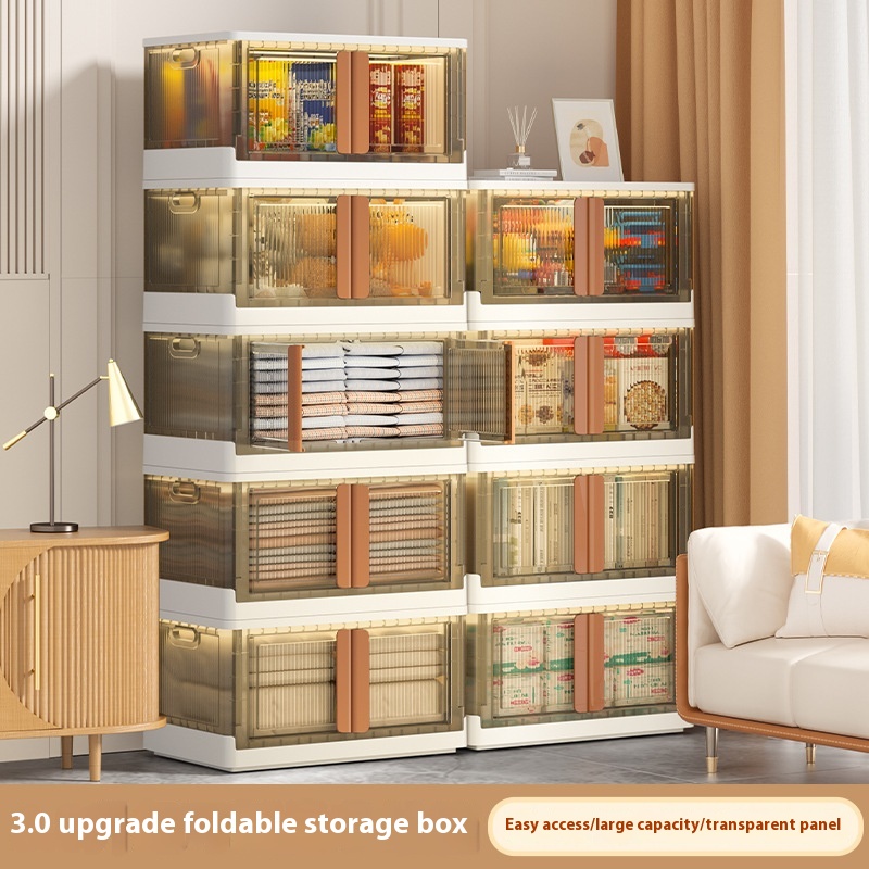 Freetallation Folding Simple Storage Cabinet Toys Snacks Multi-layer Storage Cabinet Plastic Transparent Clothes Storage Box