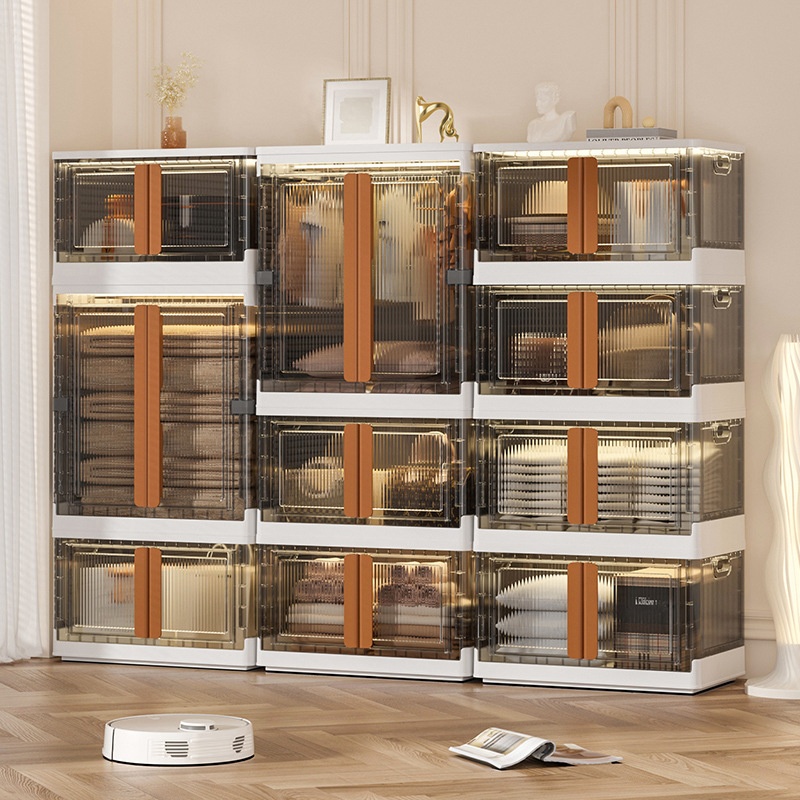 Freetallation Plastic Storage Box Children's Clothes Baby Toys Wardrobe Storage Cabinet Home Double Door Storage Cabinet