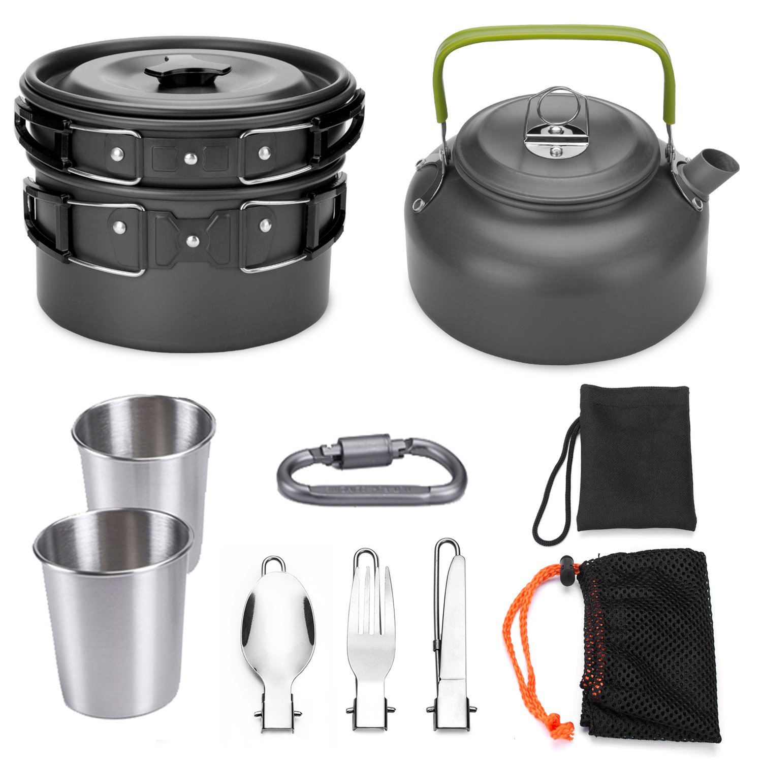 Outdoor Pot Set4-5 Person Camping Cookware Set Portable Camping Teapot Pot Combination