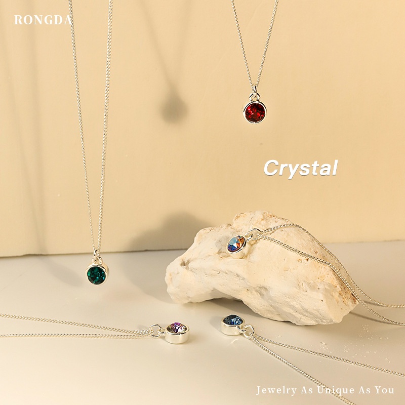 Japanese And Korean Alloy Gemstone Earrings Necklace Set Earrings925 Silver Needle Earrings