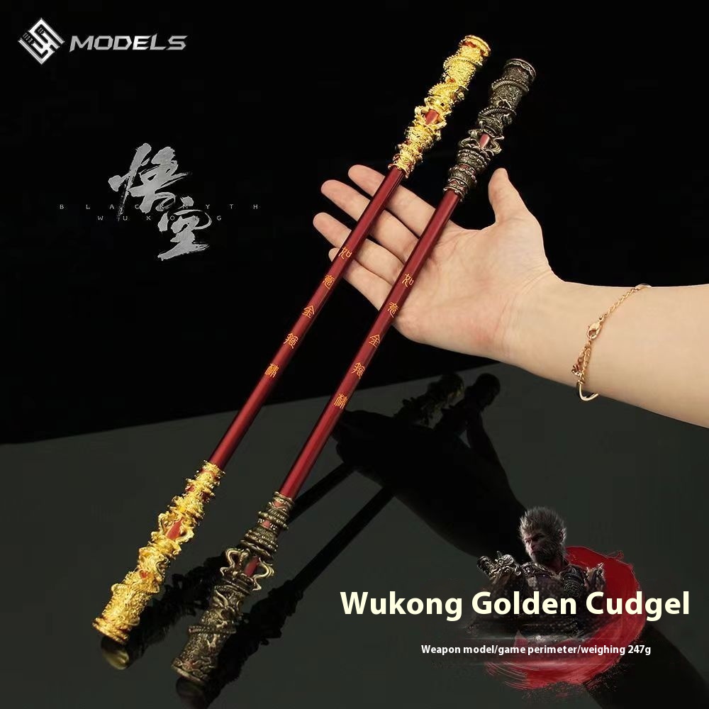 Black Myth Wukong Peripheral Hand-made Black Wukong Ruyi Jingu Bang Monkey King Metal Weapon Model Ornaments