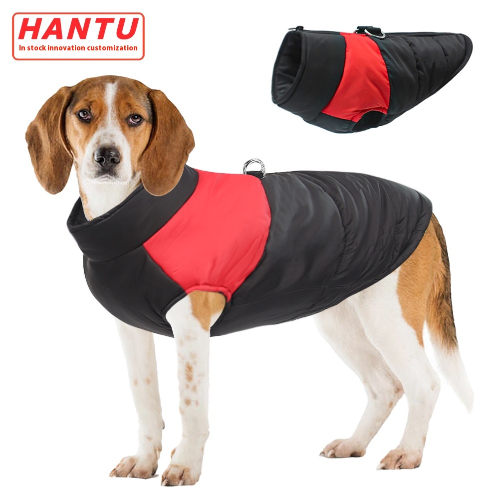 Pet Clothes Winter Warm Pet Clothing Golden Retriever Big Dog Cotton Coat Can Be Pulled Dog Clothes