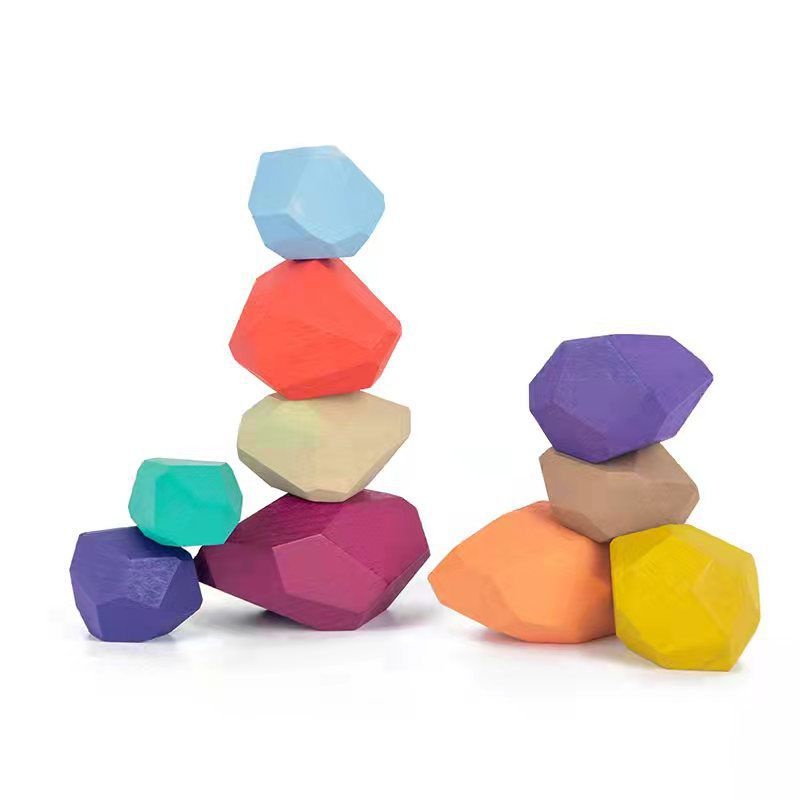 Children's Early Education Colorful Stacking Stone Building Blocks Patience Concentration Toys Hand-eye Coordination Wooden Stacking Music Stone Toys