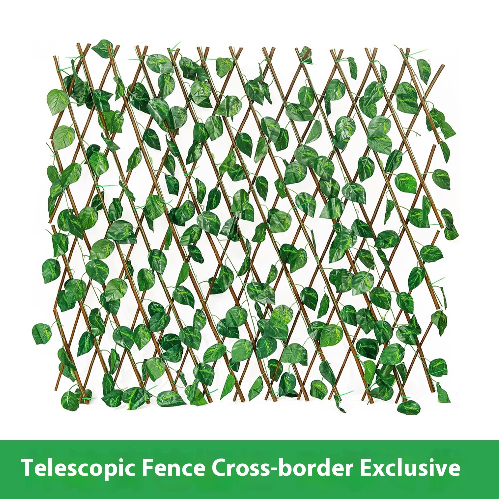 Simulation Fence Retractable Fence Net Wooden Balcony Garden Decoration Leaf Fence Rattan Cover Fake Plants