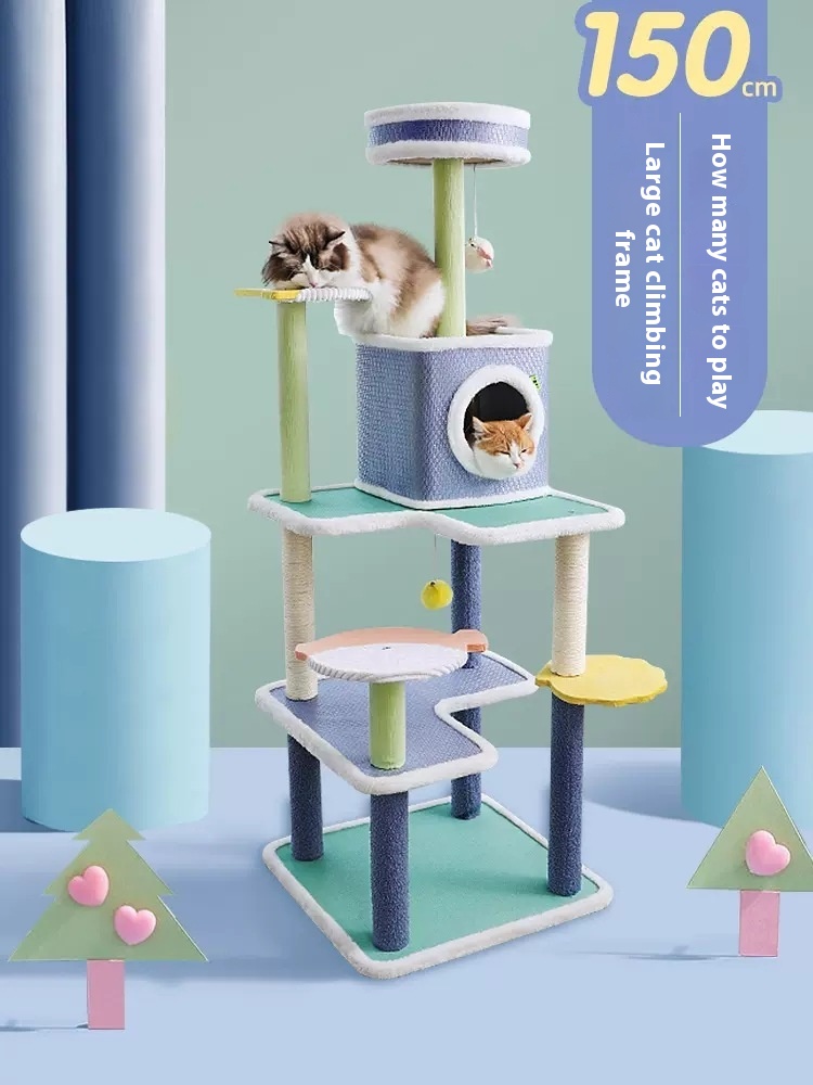Cat Climbing Frame Large Column Cat Nest Cat Tree Integrated Cat Climbing Column Sisal Jumping Platform Toy Multi-layer Cat Cat Shelf