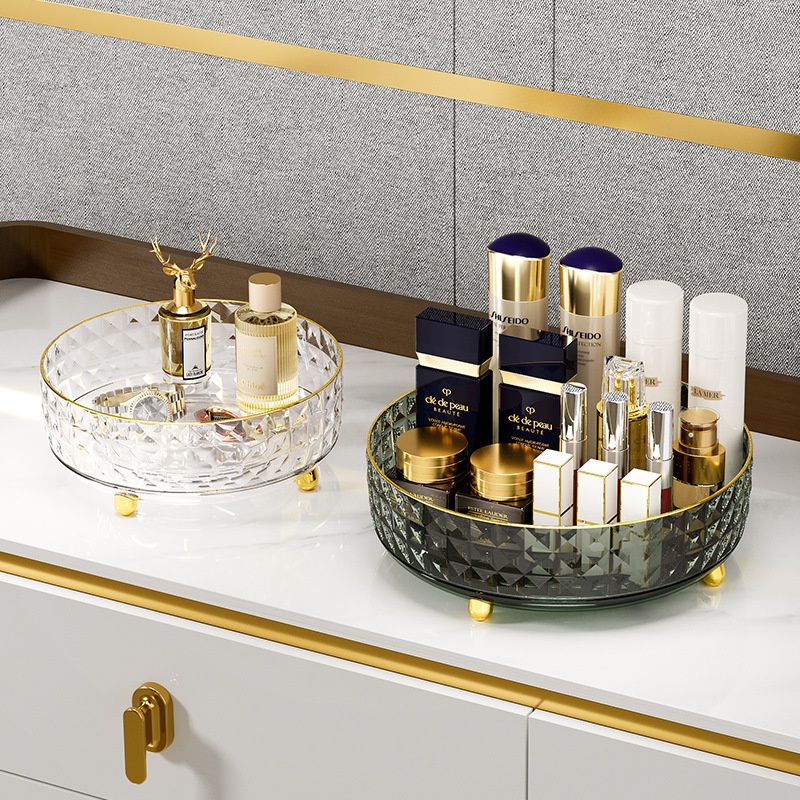Cosmetic Storage Box High-grade Desktop Rotatable Light Luxury Transparent Dressing Table Skin Care Products Washbasin Storage Rack