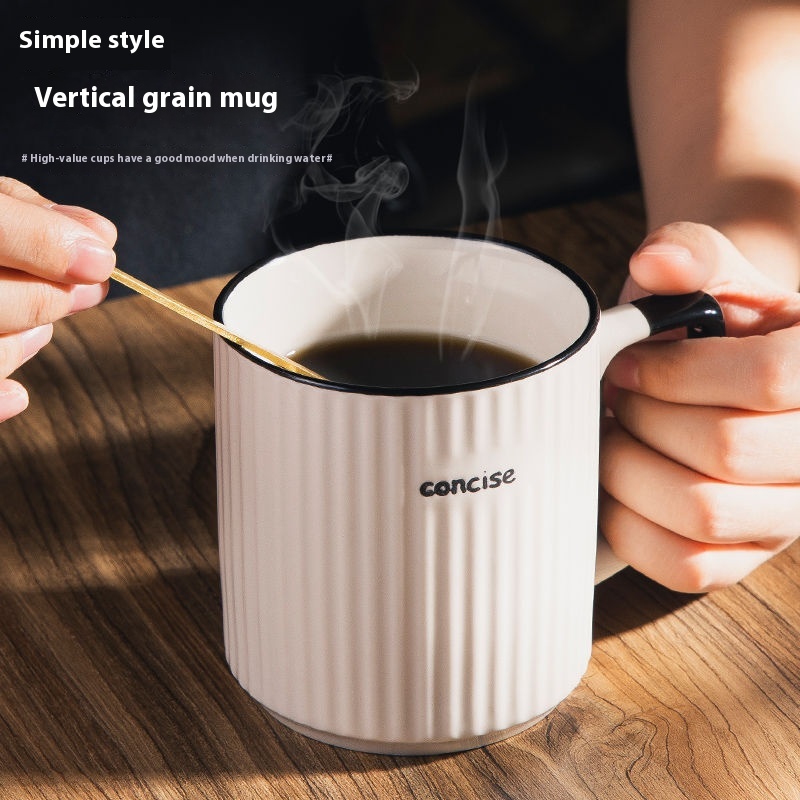 Japanese Vertical Stripes Simple Mug Ceramic Home Drinking Cup Office Cup Creative Couple Coffee Cup Drinking Cup