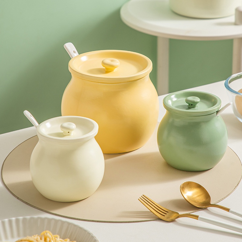 Ceramic Lard Jar With Lid,High Temperature Resistant Chili Oil Jar,Ceramic Seasoning Jar,Chili Jar,Kitchen Salt Jar With Large Capacity