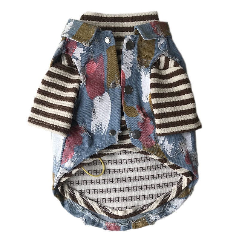 Hand Made Pet Vest Denim Summer Thin Puppy Clothes Teddy Bichon Corgi Maltese Large Dog Golden Retriever Cat
