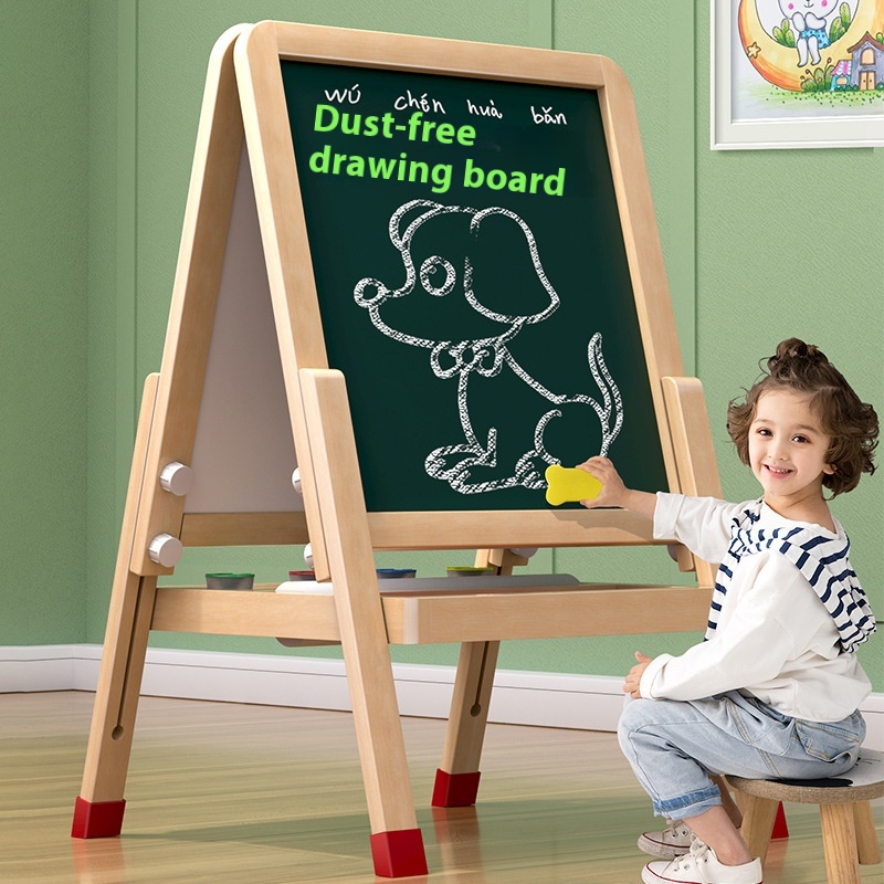 Children's Drawing Board Household Wooden Magnetic Stand Type Primary School Students Baby Toddler Drawing Graffiti Writing Board Erasable