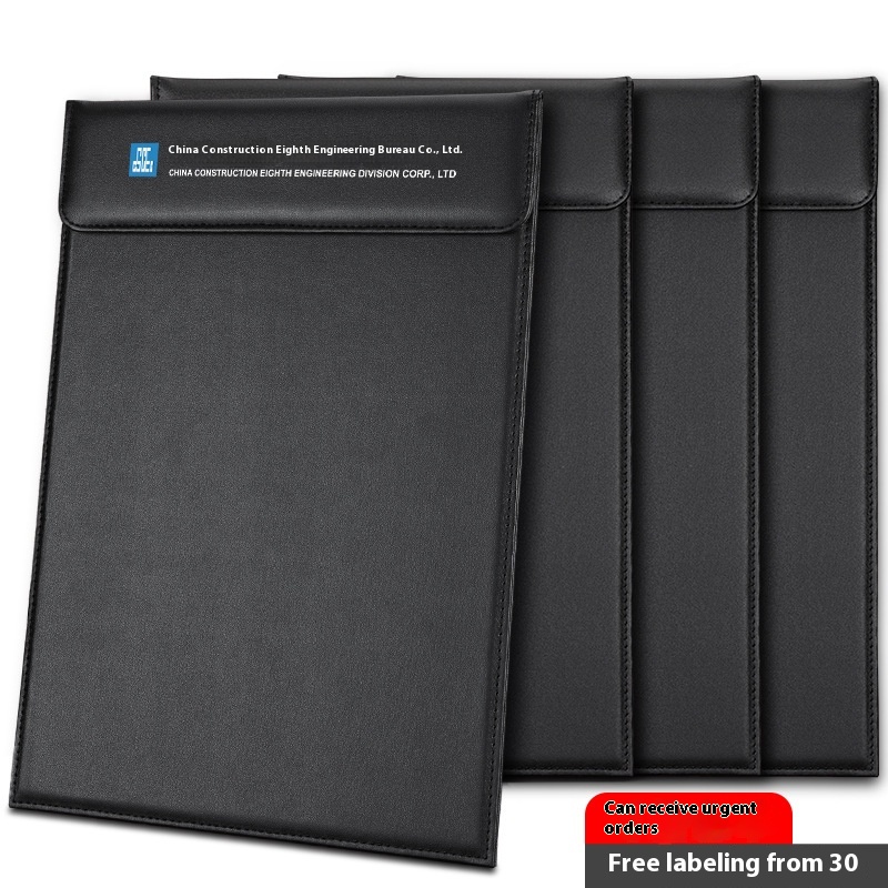Leather A4 Conference Clip Pad Black Folder Board Hotel Conference Pad Note Clip Writing Board Business Office