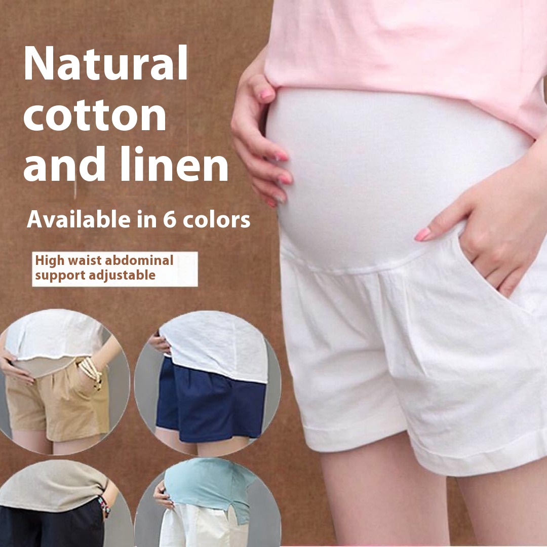 One Piece Of Spring And Summer Maternity Wear Thin Cotton And Linen Loose Maternity Pants Shorts Belly Support Maternity Shorts Outer Wear Breathable