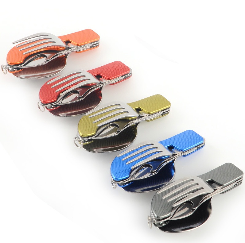 Direct Sale Stainless Steel Camping Foldable And Disassembled Knife And Fork Combination Tableware Multifunctional Outdoor Spoon And Fork