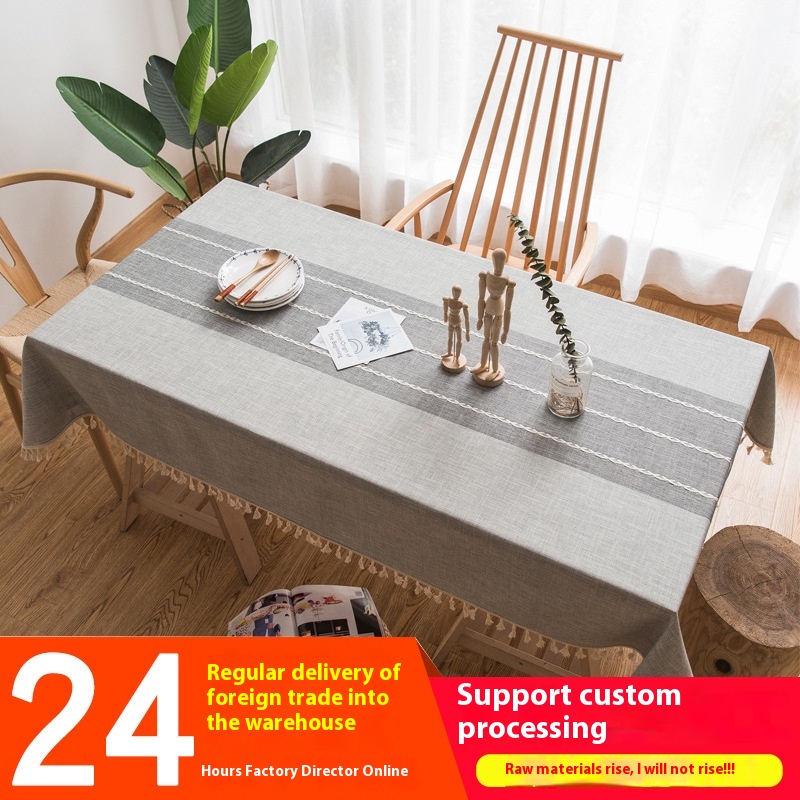 Cotton And Linen Tablecloth Fabric Nordic Table Mat Holiday Party Photo Decoration Solid Color Tablecloth