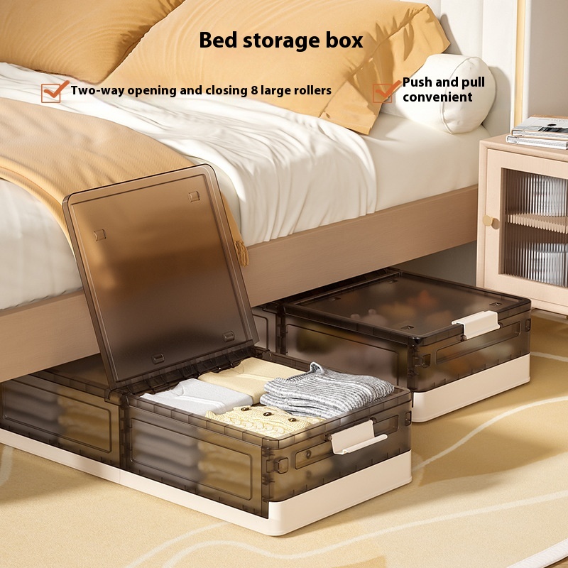 Light Luxury Household Large Capacity Clothing Bed Bottom Box Clothes Quilt With Wheels Storage Box Dustproof Folding Bed Bottom Storage Box