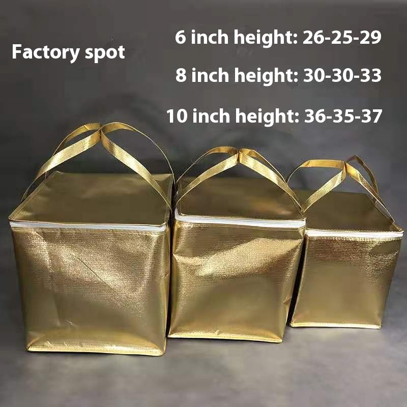 Goldulated Portable Cake Bag Non-woven Fabric With Thermalulation Cotton For Takeaway Cold Storage Bag With Printed